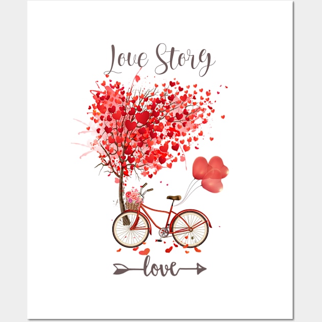 love story and red hearts my valentines Wall Art by Aekasit weawdee